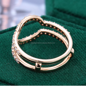 Vente en gros de bijoux fins Bague originale en argent étourneau 925 Bague en argent pur plaqué or rose Bague de mariage double incurvée - Product Image 3