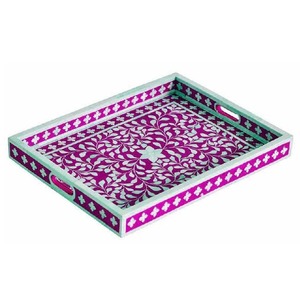 Bandeja de servicio redonda hecha a mano Axiom Home Accents, bandeja con incrustaciones de hueso, plato de diseño Floral, bandeja con incrustaciones de resina para Decoración de cocina - Product Image 4