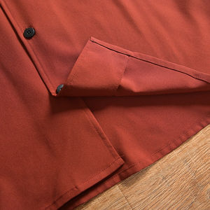 Camisas de Vestir con Cuello Cubano, 100% Algodón, Transpirables, Corte Ajustado, para Hombre, Color Sólido, Teñidas, Elegantes, Venta al Por Mayor, Suministro B2B - Product Image 6