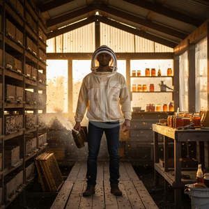 Veste d'apiculteur unisexe beige à 3 couches ventilée, voile de protection élevée pour une utilisation en quatre saisons, fabricant en gros - Product Image 4