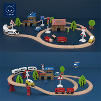 Longue voie de Train en bois pour enfants semblant jouer jouets ensembles Oem Parent-enfant famille jeux de course éducatifs vente entière produits