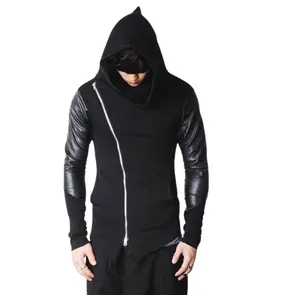 2024 Men Latest Winter Wear Plain Blank Outdoor Leather Sleeves Hoodie Plus Size Cotton Hot Selling Custom Leather Edition 2024