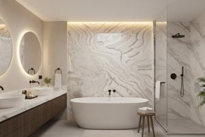 Losas y Azulejos de Mármol de Primera Calidad, Ecológicos, Duraderos, Impermeables, con Vetas Blancas y Marrones, Acabado Flameado para Hospitales y Villas - Product Image 6