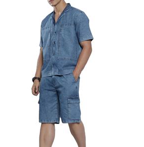 ชุดเซ็ตเสื้อยืดและกางเกงขาสั้นสไตล์สตรีทแวร์ลำลอง ยีนส์ฟอกสี แต่งลายปัก พร้อมปักโลโก้ตามสั่ง แฟชั่นใหม่ สำหรับผู้ชาย - Product Image 3