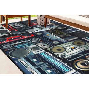 Tapis imprimé rétro avec motif de cassette audio pour la décoration de la salle de jeux des hommes, du bureau ou de la maison, tapis fin non tissé - Product Image 3