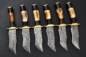 Couteau de chasse en acier Damas fait main, manche en bois naturel, acier au carbone fixe, usage industriel, camping, OEM - Product Image 2