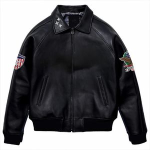 Chaqueta de Invierno para Hombre, Elegante, de Cuero Genuino, con Parche de Chenilla Bordado Personalizado, Estilo Universitario, Transpirable, Resistente al Viento, Estilo Urbano - Product Image 5