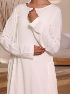 Alta calidad de las mujeres islámicas llanura cubierta completa hecha a medida transpirable abaya manga larga transpirable abayas de las mujeres al por mayor - Product Image 3