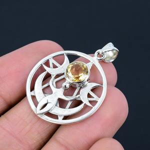 Citrine pierres précieuses pendentif bijoux pour femmes argent Boho Style bijoux 925 argent Sterling tendance à la main pendentif cadeau pour elle - Product Image 5