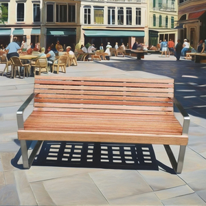 Parc urbain <span class=keywords><strong>extérieur</strong></span> <span class=keywords><strong>banc</strong></span> <span class=keywords><strong>en</strong></span> acier inoxydable <span class=keywords><strong>avec</strong></span> <span class=keywords><strong>dossier</strong></span> chaise <span class=keywords><strong>en</strong></span> <span class=keywords><strong>bois</strong></span> style moderne mobilier urbain - Product Image 3