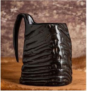 Mug décoratif en corne noire fait à la main |   Vaisselle décorative de style animal viking pour collectionneurs - Product Image 4