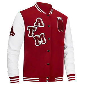 High Street Top Selling Formal Baseball Varsity Jacket para hombres Stand Custom Bordado Logo Mangas de cuero chaqueta de invierno - Product Image 4