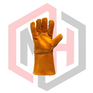 Gants de travail en cuir pleine longueur résistants à la chaleur 11 oz, texture lisse, en cuir de vachette robuste, pour soudure, résistants aux déchirures et anti-coupures - Product Image 3