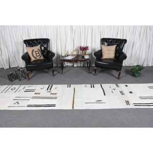 Alfombra de 3x18.1 pies, Alfombra Kilim Vintage, Alfombra Turca de Lana Blanca con Estampado Animal - Product Image 2