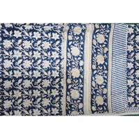 Nappe rectangulaire en coton et lin 100 % indien, imprimée à la main, motif floral bleu, 60 x 90 pouces, pour la maison, l'hôtel, la salle à manger et la décoration.