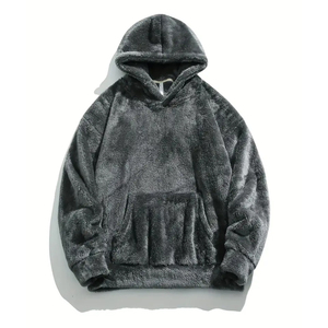Sudadera con capucha de piel de alta calidad para hombre, jersey de manga larga de color gris, ropa informal, sudaderas con capucha, sudadera con bolsillos de canguro - Product Image 1