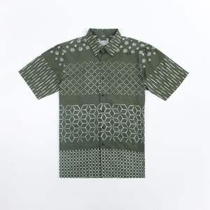 Casual Short Sleeve Button up <b>Shirt</b> with Intricate <b>Geometric</b> and Spiral Batik Patterns Handmade in Indonesia New Designs - Product Image 5