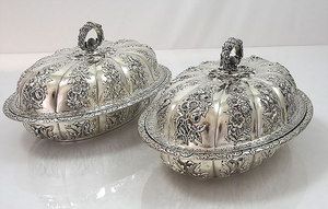 Ensemble de 2 plats de service uniques avec couvercle pour la maison, hôtel, restaurant et ustensiles de cuisine, décor de plat de service couleur argent - Product Image 4