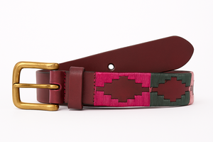 Handcrafted Polo <b>Belt</b> Pattern pink green Premium Leather, Vintage Buckle, Unisex Fashion <b>Accessory</b> | OEM Available - Product Image 4