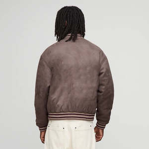 Veste universitaire en cuir à manches courtes de haute qualité avec broderie de patch pour hommes, sur mesure, style baseball, bomber, taille plus - Product Image 5