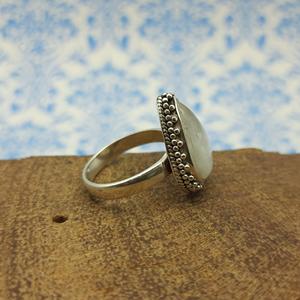 Forme de larme authentique arc-en-ciel pierre de lune bague bohème pierre naturelle en argent Sterling 925 anneaux artisanaux - Product Image 3
