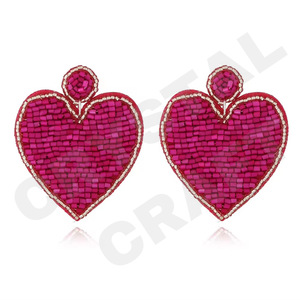 Boucles d'oreilles perlées de couleur orange pour femmes patriotique Memorial Day Orange blanc bleu couleur tissu matériel - Product Image 3