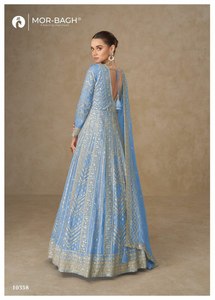 Robe Anarkali longue en soie Georgette haut de gamme avec broderie riche / Salwar Kameez Dupatta traditionnel 2026 pour soirée - Product Image 4