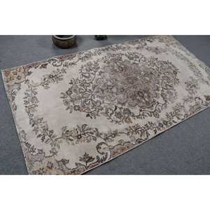 Classic Beige Brown 4.2x7.6ft <b>Vintage</b> Turkish Rug Faux Rabbit Fur Latex Backing Patchwork Hallway Rectangle <b>Sideboard</b> Rugs - Product Image 2