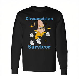 Camiseta de manga larga con cuello redondo para adultos, con diseño de humor de superviviente de circuncisión, unisex, con serigrafía, ropa promocional - Product Image 2