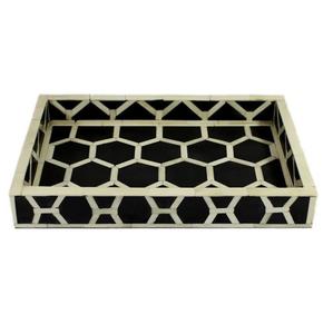 Plateau de service décoratif artisanal indien en incrustation d'os, style Art déco, pour mariage, Diwali, Ramadan et Eid - Product Image 3