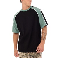 T-shirt personnalisé vintage hip-hop vierge en soie/coton, panneaux multicolores, 220 g/m², séchage rapide, respirant, coupe classique, haut de sport