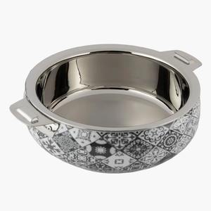 Casserole blanche avec design artistique noir et couvercle en or Bol chauffe-plats élégant pour cuisine élégante salle à manger mariage - Product Image 2