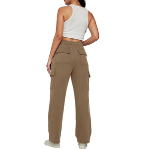 Nurak 2026 High Quality Women's Casual Slim Fit <b>Fleece</b> Flare <b>Pants</b> Loose Fit with Wide Leg Pocket Fashionable Canvas Design - Product Image 2