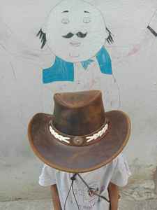 Cowboy <b>Hats</b> Men Western <b>Denim</b> Real Cowhide Knight's Cap <b>Hats</b> for Men Color Black Brown Custom Factory Made - Product Image 3