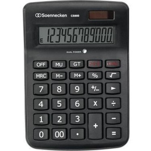 Calculatrice de bureau solaire Soennecken CS900 143 x 46 x 206 mm (L x H x P) noire, alimentée par batterie, marque SOENNECKEN - Product Image 1