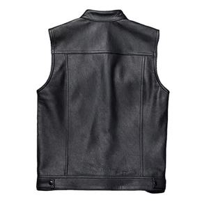 Gilet d'hiver en cuir noir pour hommes 2025 avec poches avant sans manches quantité minimale de commande basse Style classique gilet à la mode grande taille - Product Image 3