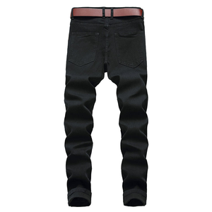 Jeans en denim pour homme, coupe droite, taille mi-haute, coupe régulière, streetwear, 100% coton denim, service OEM - Product Image 2