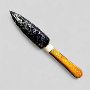 Great Pricing 10 Inch Black Obsidian Hand Knapped Arrowhead Large Gemstone Spear Point Handmade Obsidian <b>Crystal</b> Decor - Product Image 1