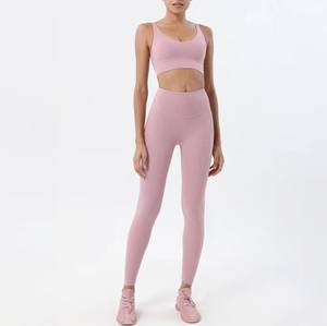 2025 ropa deportiva para mujer, ropa deportiva sin costuras para Yoga y gimnasio, conjunto de 2 piezas, patrón sólido, características de talla grande, sesión de Yoga - Product Image 1