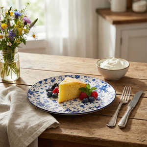 Service de 4 assiettes de table de luxe en porcelaine bleue classique Bluebell, 10,8 pouces, motif végétal personnalisable, pour fêtes et anniversaires - Product Image 3