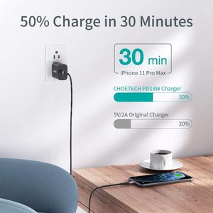 Caricabatterie da parete QC 18W PD con USB-C certificata al cavo di illuminazione, adattatore di ricarica rapida 2-in-1 per dispositivi di illuminazione - Product Image 6