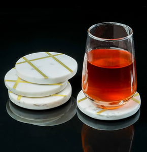 Posavasos de mármol de fábrica, soporte de cobre para manteles, accesorios, posavasos de mármol grabado personalizado al por mayor - Product Image 4