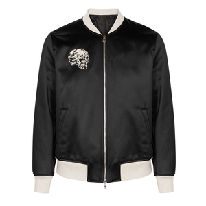 Blouson aviateur Letterman imprimé en satin noir pour homme Veste Varsity pour homme 2025, - Product Image 4