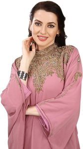 Elegante vestido de baile con cuentas de cristal de longitud completa vestido musulmán Abaya con decoración de patrón de características antiestáticas para damas - Product Image 6