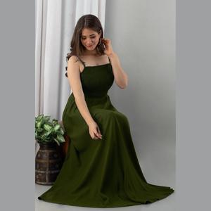Vestido de Gala Verde Oscuro con Cintura Imperio, Cómodo, Talla XS, Tela de Chifón, Corte en A, para Fiestas Nocturnas, Largo hasta el Suelo - Product Image 4