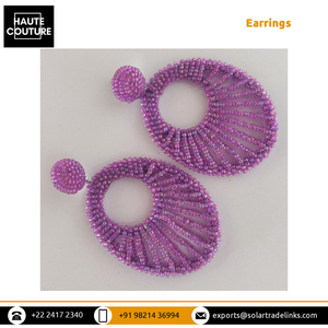 La última joyería de moda, tamaños y colores personalizados disponibles para pendientes de cuentas ovalados de 8 cm de largo hechos a mano - Product Image 4