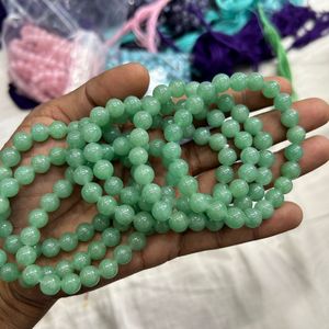 กำไลคริสตัลธรรมชาติสำหรับผู้ชายสร้อยข้อมือลูกปัดกลมหยกสีเขียวสำหรับผู้หญิง (สีโลหะ: ลูกปัด8มม. ขนาด: 16ซม. 6.3นิ้ว) - Product Image 6