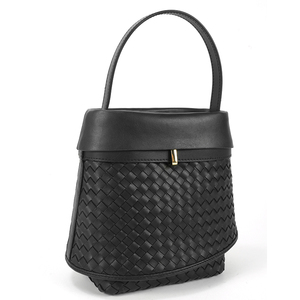 Designer Fashion Brand <b>Hand</b> Woven Black Summer Bucket Bag PU Leather Women's Handbag - Product Image 3