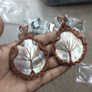 HERMOSO collar con colgante de cobre con envoltura de alambre de árbol de la vida diseñador único hecho a mano para amantes de la naturaleza todos los tamaños disponibles regalo - Product Image 2