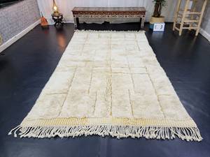 Alfombra artística Mrirt White Shag Tribal de lana marroquí Alfombra de área hecha a mano Shag Comedor Alfombra bereber de mujeres indias - Product Image 3